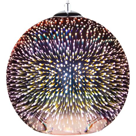 Lampadario in Vetro Ramato con Paralume Sferico Effetto 3D Sessera (1/5)