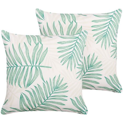 Set di 2 cuscini CYANOTIS Cotone 45 x 45 cm Verde Trama floreale