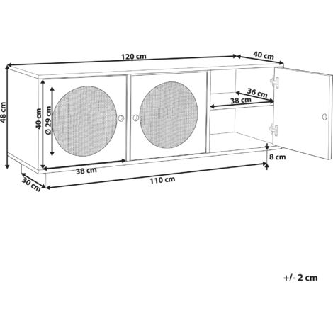 Credenza a 3 ante in rattan con ripiani regolabili - in MDF - Bianco | Leroy Merlin