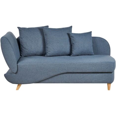 Chaise Longue in tessuto blu lato sinistro con contenitore Meri (1/5)