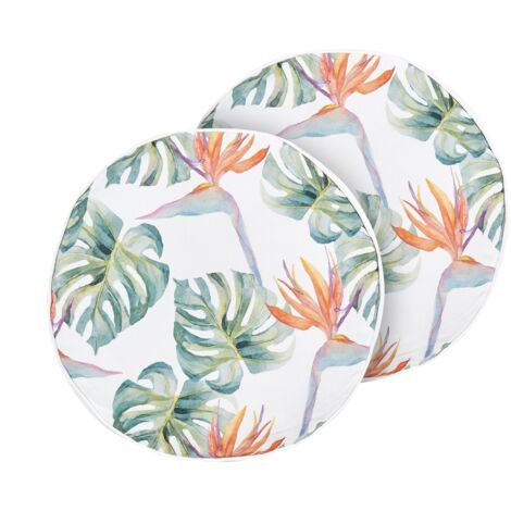 Set Di 2 Cuscini Da Giardino Per Esterni Con Motivo A Foglie ⌀ 40 Cm In Poliestere Multicolore Taggia 80779142