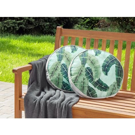 Set di 2 cuscini da giardino per esterni copri cuscini decorativi Motivo a  foglie ⌀ 40