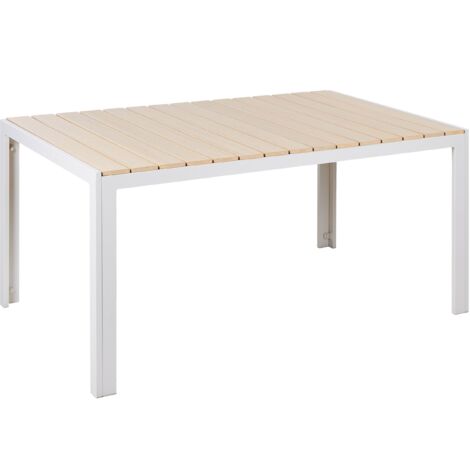 Tavolo da Giardino in Alluminio Beige e Bianco a 6 Posti Stile Moderno Como