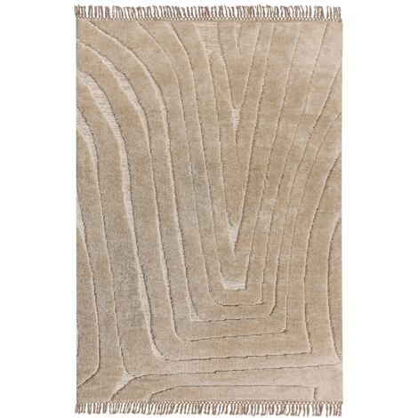 Coperta di cotone intrecciata con nappe beige 150 x 200 cm Vella