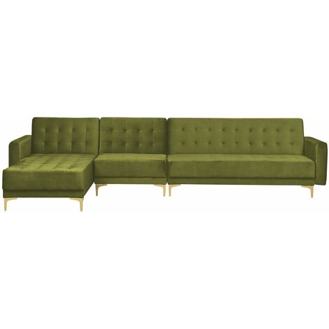 Divano letto a 3/4 posti in velluto verde Olivia