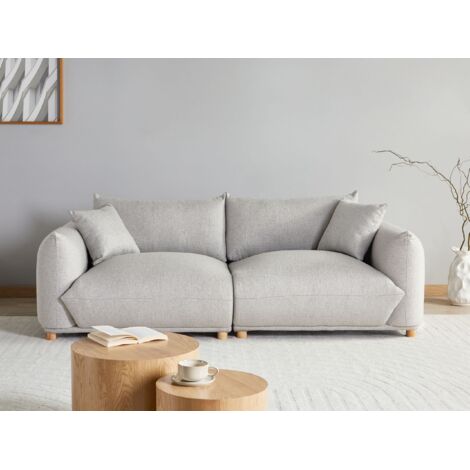 Beliani Divano Letto 3 Posti In Tessuto Grigio Chiaro Con Braccioli Regolabili - Click Clack