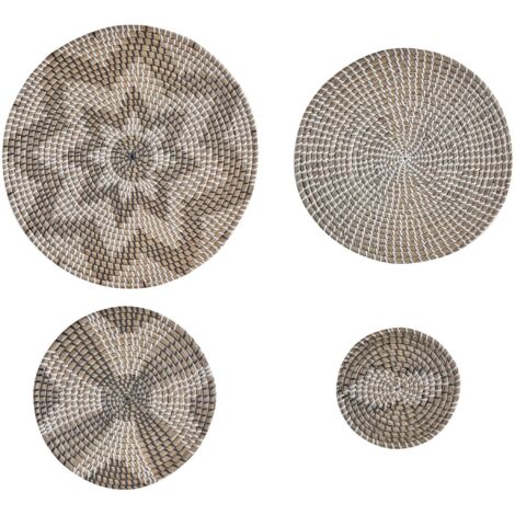 Decorazione Da Parete Bohémien Uxcell - Set 4 Pezzi In Vimini Intrecciato A Mano - Per Soggiorno, Camera O Esterno - Foto 3
