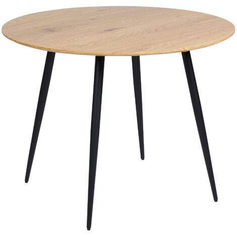 HOMCOM Tavolo da Pranzo Rotondo Moderno con Gambe in Metallo Bianco