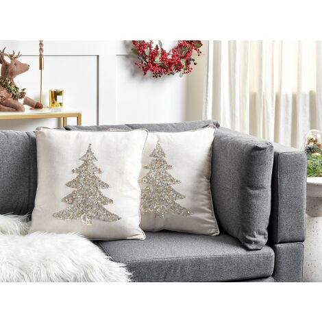Set di 2 cuscini decorativi a forma di albero di Natale 45 x 45 cm Cotone