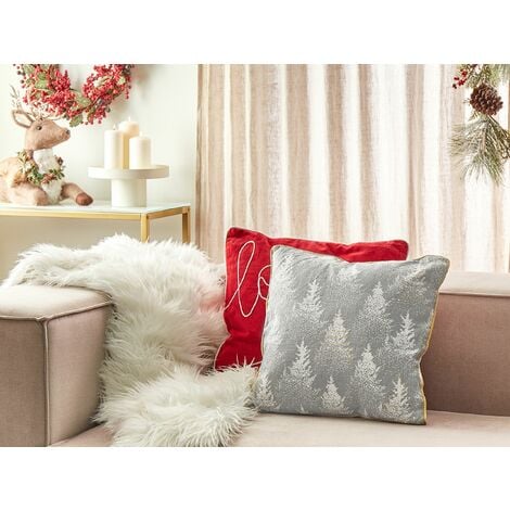 Cuscino decorativo con motivo ad albero di Natale 45 x 45 cm Cotone  sfoderabile Imbottitura in