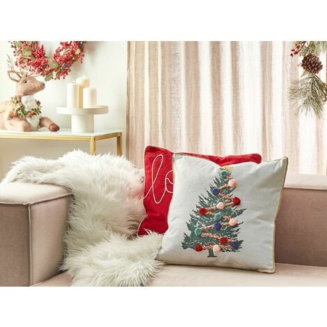 Cuscino decorativo con motivo ad albero di Natale 45 x 45 cm
