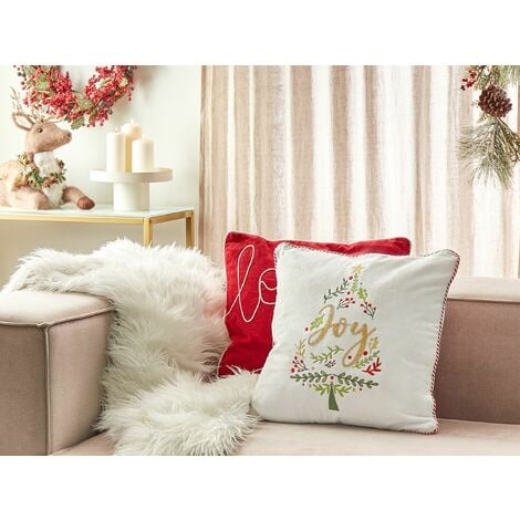 Cuscino decorativo in velluto Stampa alberi di Natale 45 x 45 cm Cotone  sfoderabile Imbottitura in