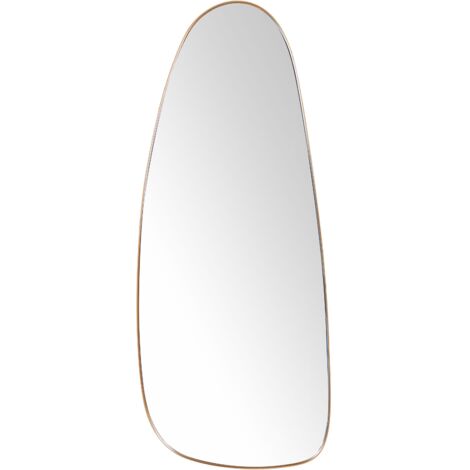 Specchio decorativo ovale moderno e minimalista con cornice in ferro e metallo per il soggiorno 39 x 95 cm Oro Cergy