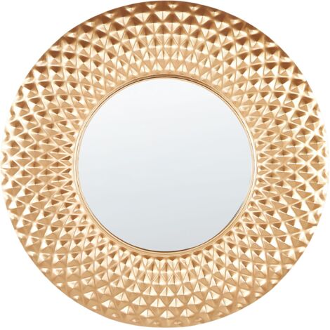 Specchio moderno rotondo da parete decorativo in metallo oro 60 cm Combe