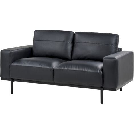Divano a posti imbottito in ecopelle Nero Schienale in metallo