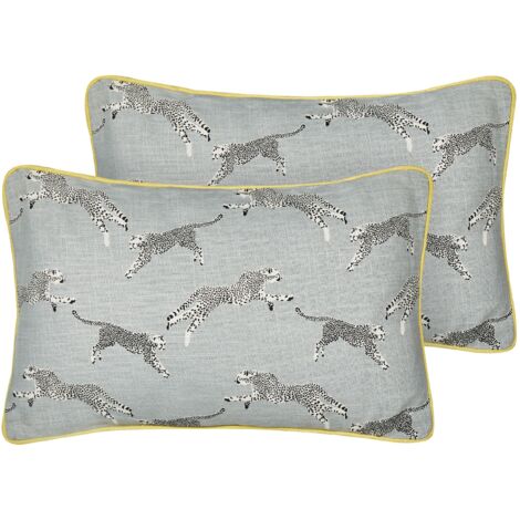 Granbey Federe Cuscino Leopardato Neve – 45x45 Cm, 2 Pezzi, Stampa Ghepardo Grigio, Cuscini Decorativi Senza Imbottitura