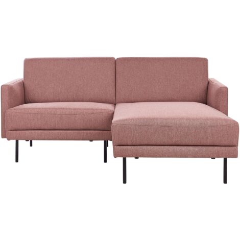 Divanetto Per Bambini 2 Posti In Tessuto Di Lino - Struttura In Legno Massello, Imbottito, Colore Rosa, Dimensioni 76x46x51 Cm Per 1-4 Anni