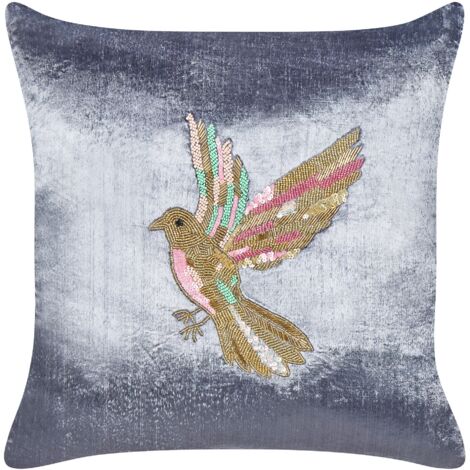 Copricuscino Quadrato In Velluto Verde Con Uccello – 45x45 Cm – Cuscino Decorativo Per Divano, Letto E Soggiorno – ZFENGYYUAN