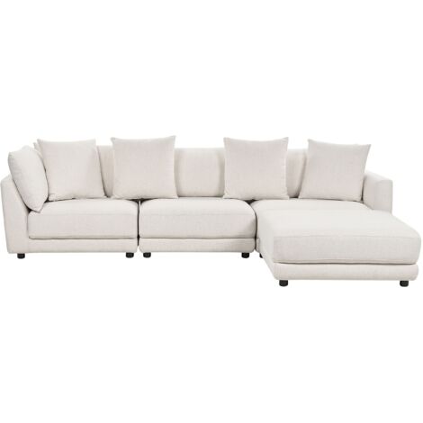 Divano In Tessuto Nero Con Ottomana FEVIK - Foto 11