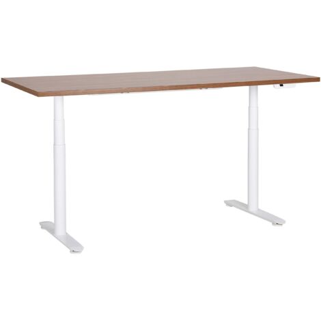 Scrivania regolabile elettricamente legno scuro e bianco 180 x 80 cm DESTINAS (1/5)