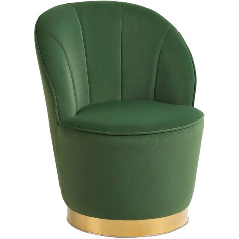 Poltrona in Velluto Verde Gambe in Metallo Forma Rotonda Aspetto Moderno Alby