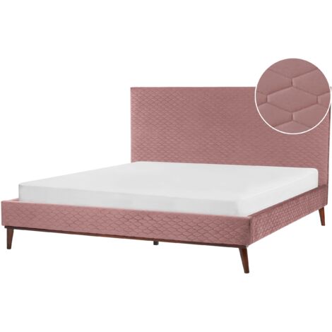Letto contenitore in velluto 140x200 cm con rete a doghe + testiera