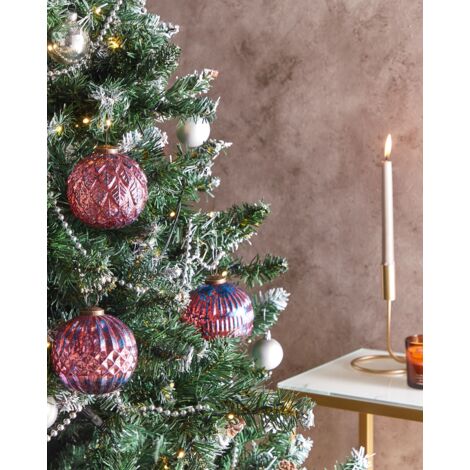 Palline per albero di natale in vetro Rosso e Rosa con Rose pendaglio