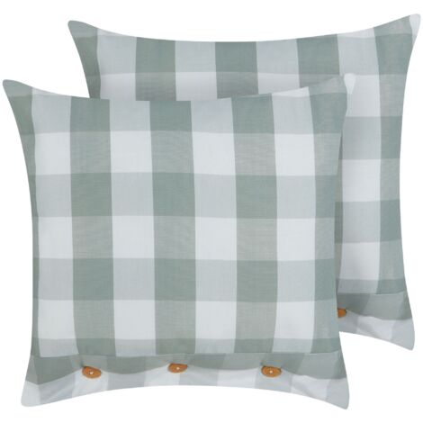 Set di 2 cuscini in velluto verde rosso e crema 45 x 45 cm motivo