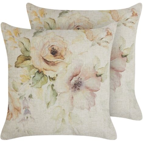 Set di 2 cuscini in cotone marrone ricamati con motivo a strisce 35 x 60 cm Crodyline