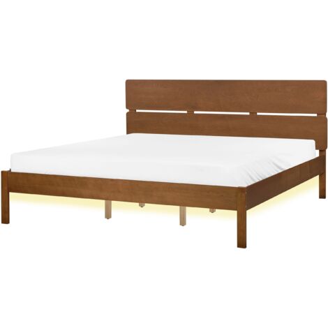 Struttura letto Aurora in legno di acacia con testiera, letto a