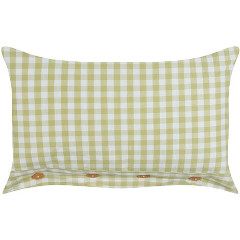 Cuscino decorativo a quadretti verde oliva e bianco con bottoni 40 x 60 cm Talya