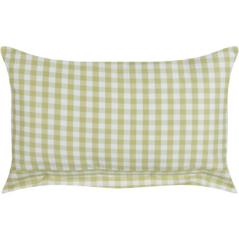 Cuscino decorativo a quadretti verde oliva e bianco con bottoni 40 x 60 cm Talya