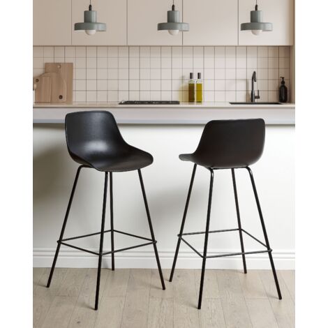 Set di 4 sgabelli da bar moderni in plastica bianca sintetica e gambe