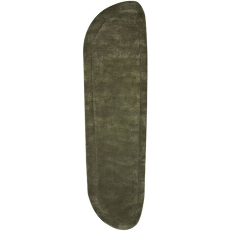 Tappeto moderno fatto a mano soggiorno corridoio home office 80 x 250 cm pelo basso lana viscosa verde scuro Berani (1/5)