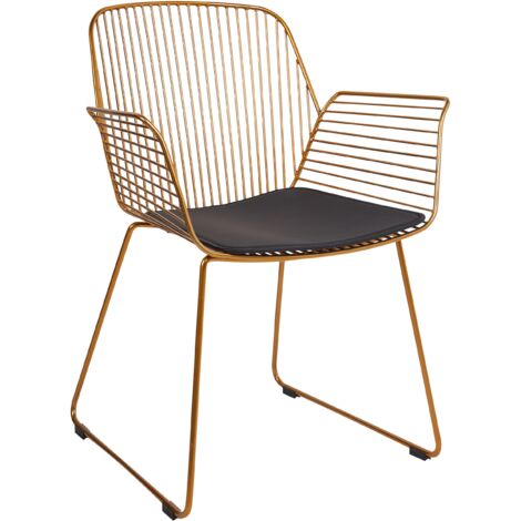 Set di sedie da pranzo in metallo oro con schienale in filo di