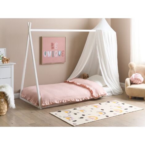 Letto per bambini con baldacchino in legno di pino bianco 90 x 200 cm Saurat