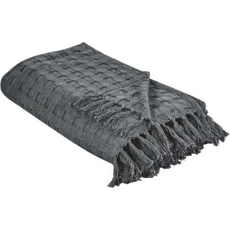 Copriletto In Cotone 100% 180x240 Cm - Motivo Spina Di Pesce Con Frange | Coperta Estiva E Invernale - Foto 12