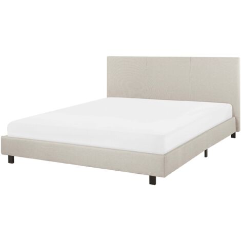 Letto ad acqua moderno in tessuto EU King Size con materasso 160 x 200 cm Beige Albi (1/5)