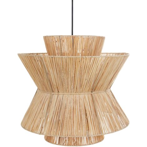 Lampadario con base in ferro realizzata in paglia naturale Telamba (1/4)