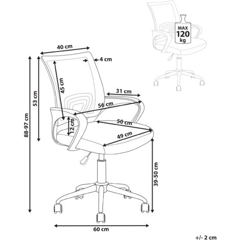 HOMASIS Sedia Da Ufficio Ergonomica Girevole Con Ruote - Grigia, Regolabile In Altezza, Portata 150kg - 3