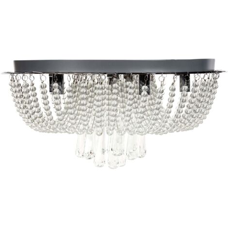 Lampadario da soffitto in ferro con cristalli finitura cromo illuminazione soggiorno sala da pranzo argento Dornas