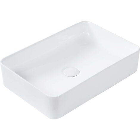 Lavabo bagno classico rettangolare in ceramica finitura lucida 510 x 340 mm Bianco Chivana (1/5)