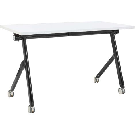 Scrivania 120x45 cm piano in legno nero con mensola e gambe in legno rovere chiaro - Chuck