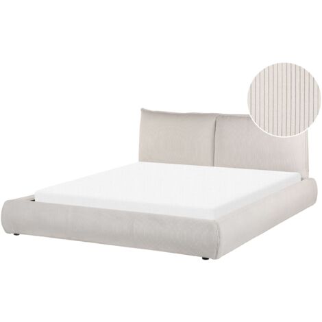 Letto ad acqua moderno imbottito in velluto a coste 160 x 20 cm con materasso Beige Vinay Letto ad acqua moderno imbottito in velluto a coste 160 x 20 cm con materasso Beige Vinay