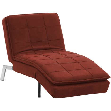 Beliani Chaise Longue In Velluto Rosa Con Schienale E Poggiapiedi Regolabili - Imbottita, Gambe Stabili, Design Moderno