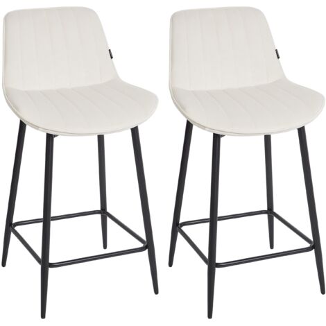 Set di 2 sedie da bar in velluto beige chiaro con gambe d'acciaio Dubrovnik