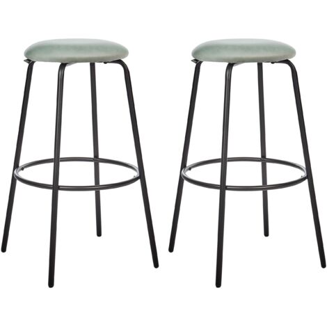 AINPECCA Set Di 4 Sgabelli Da Bar In Velluto Verde – Gambe In Metallo Nero, Altezza 70 Cm, Portata 130 Kg