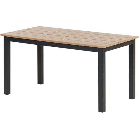 Tavolo da giardino Tavolino da esterno 96 x 52 cm in plastica legno chiaro e telaio nero Messina