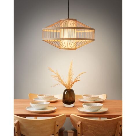 Lampadario in bambù intrecciato a mano, E27 regolabili in altezza Lampada a sospensione applica a soggiorno, sala da pranzo, corridoio Lampadario Creativo, stile pastorale (Size : 80cm