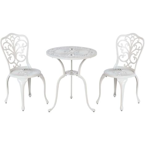 Set Di 2 Sedie Da Giardino In Alluminio Pressofuso Con Braccioli | Robust E Bistrot Per Esterni, Bianco - 3